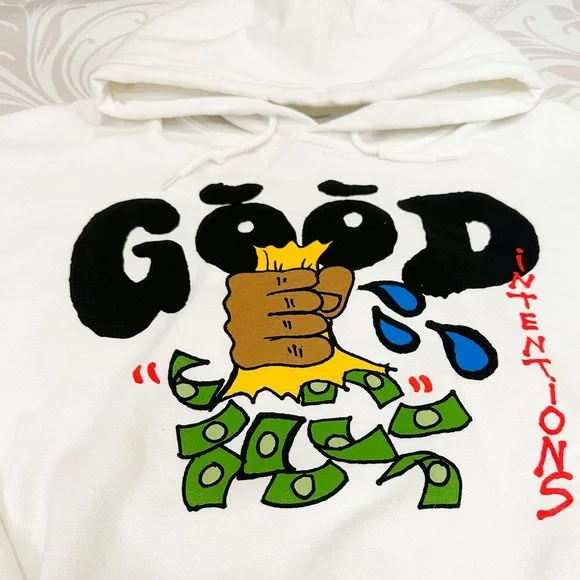 FashionNova Good Money Hoodie White Large
